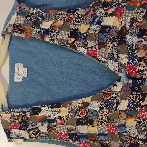 SOUL MATES ladies vest denim and patch work 2X - Picture 2 of 4